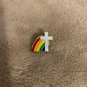 Cross and rainbow pin